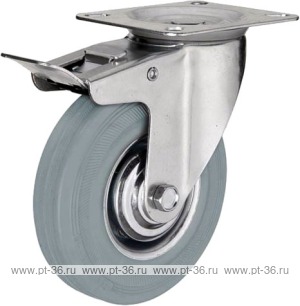 Поворотное стальное колесо с серой резиной и тормозом SCgb 50